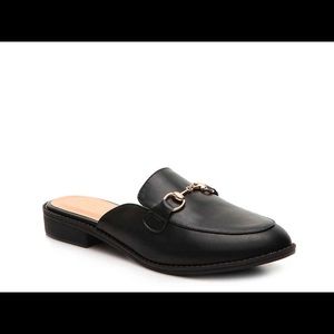 Black leather loafer mules size 10
